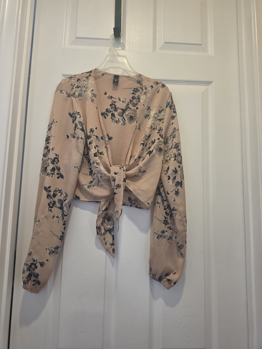 Windsor Blush Floral Tie-Front Long Sleeve Blouse